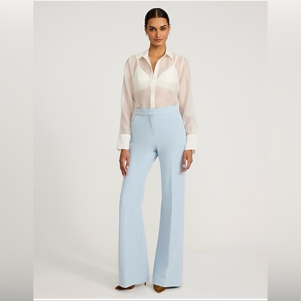 Express Soft Blue stretch flare trouser Pants